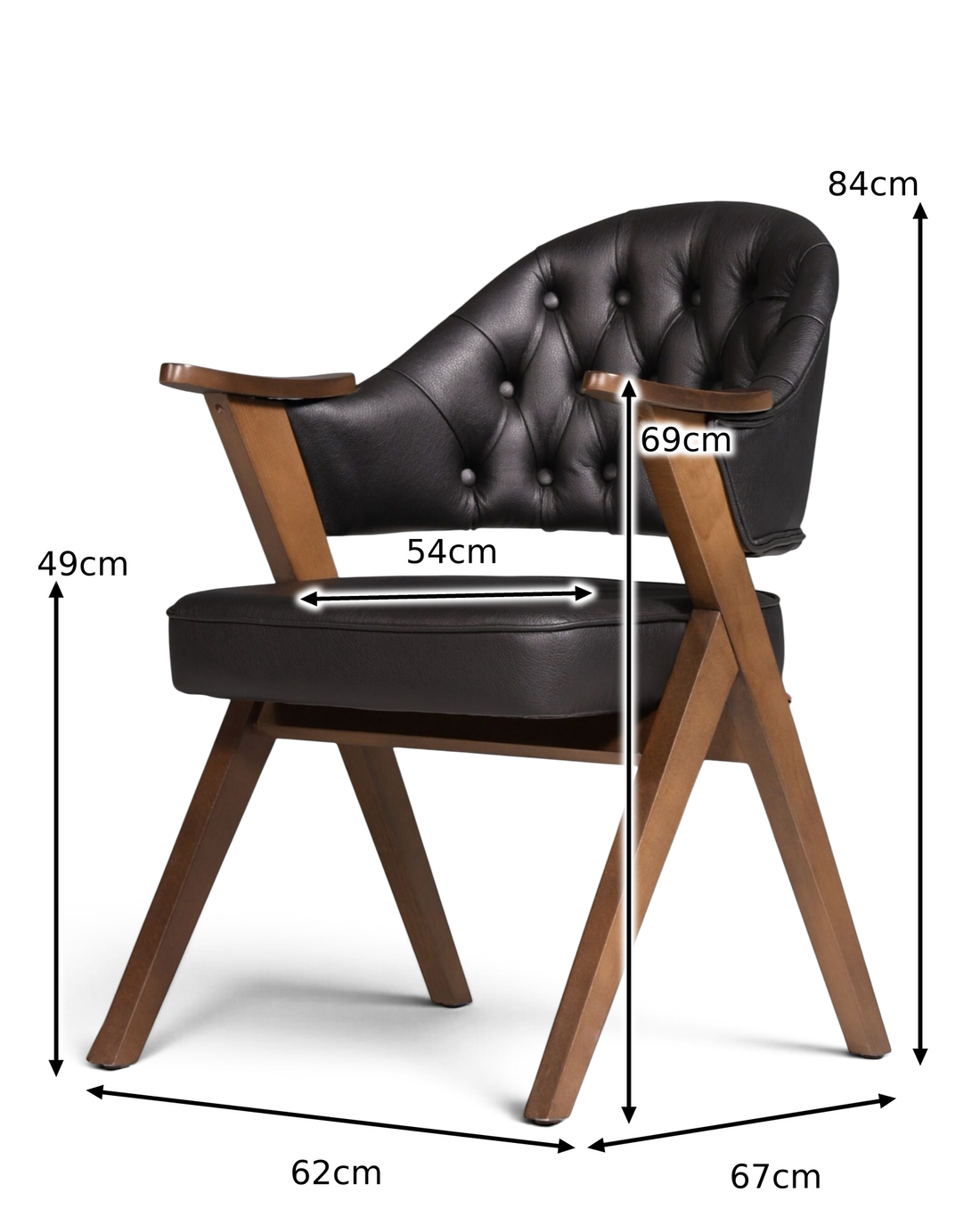 Luxuriöser "Manchester Black" Stuhl Chesterfield Stil  Bürostuhl Esszimmerstuhl Lounge Stuhl