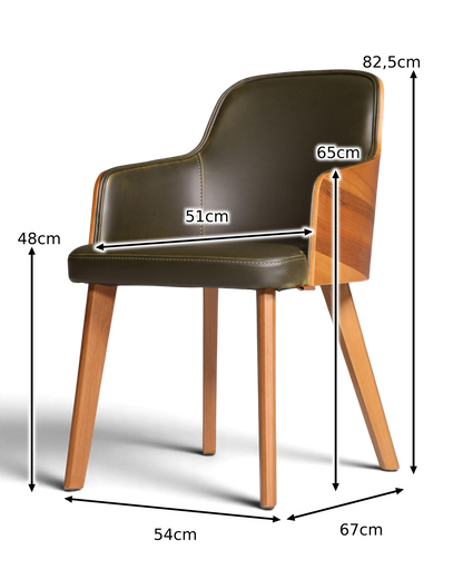 Noble armchair "Paolo- Green" walnut dining room chair kitchen chair green secretary chair 