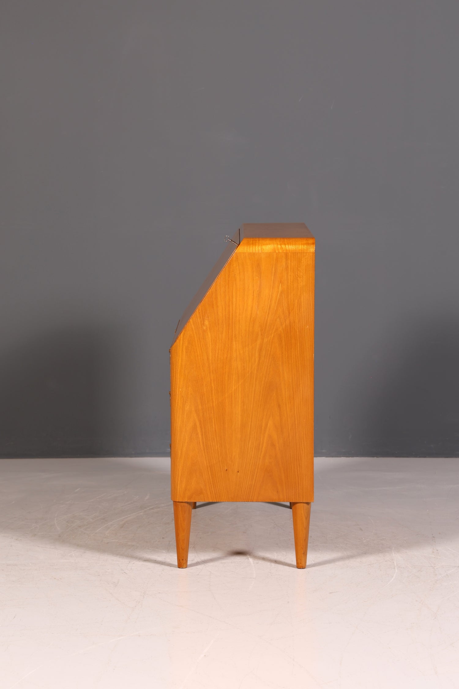 G025 Finish Schlichter Mid Century Sekretär Vintage Schreibmöbel echt Holz Kommode Office Secretary