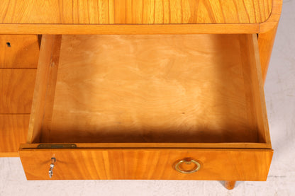 G025 Finish Schlichter Mid Century Sekretär Vintage Schreibmöbel echt Holz Kommode Office Secretary