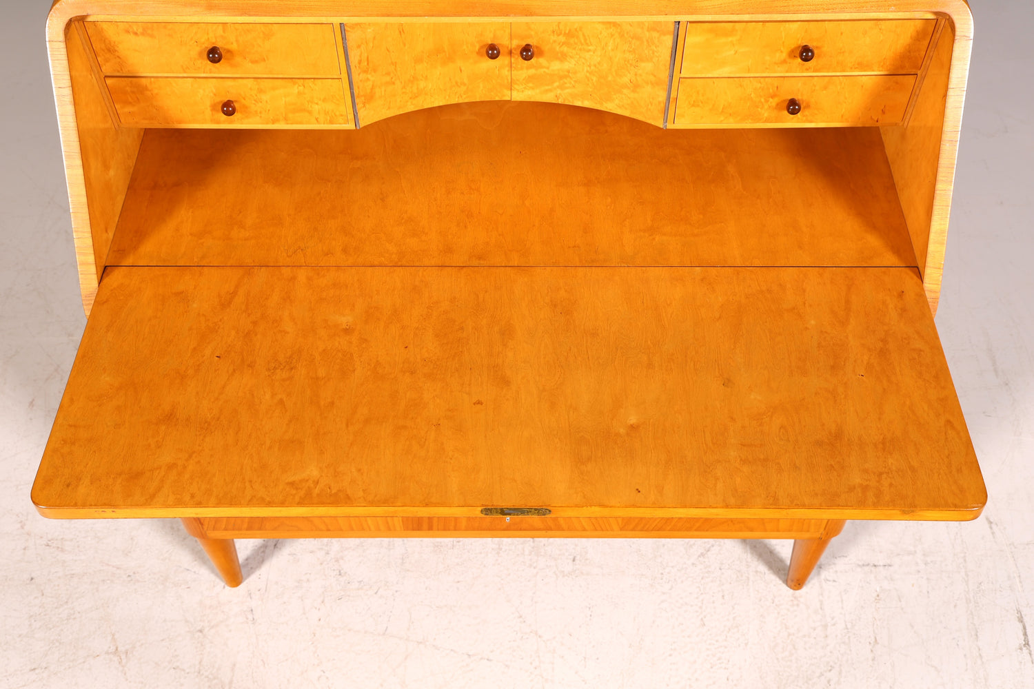G025 Finish Schlichter Mid Century Sekretär Vintage Schreibmöbel echt Holz Kommode Office Secretary