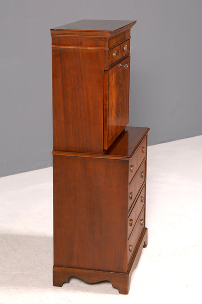 G026 Finish cm Wunderschöner Englischer Sekretär Büro Aufsatzsekretär Antik 60S Vitrinen Schrank UK