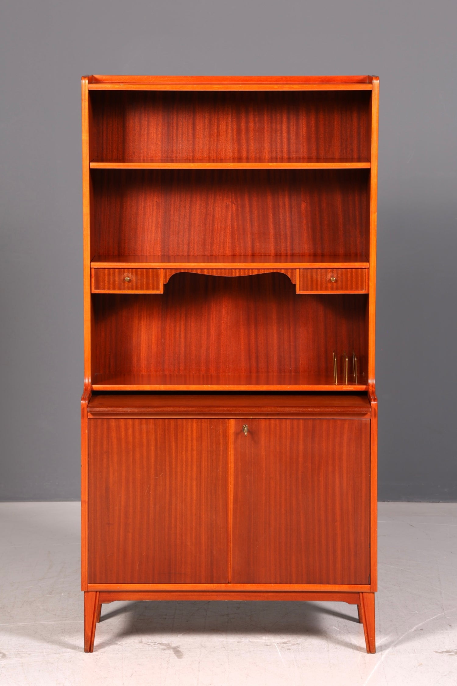 Wunderschöner Mid Century Schrank Sekretär Bücherregal Highboard Vintage Regal Kommode Holz