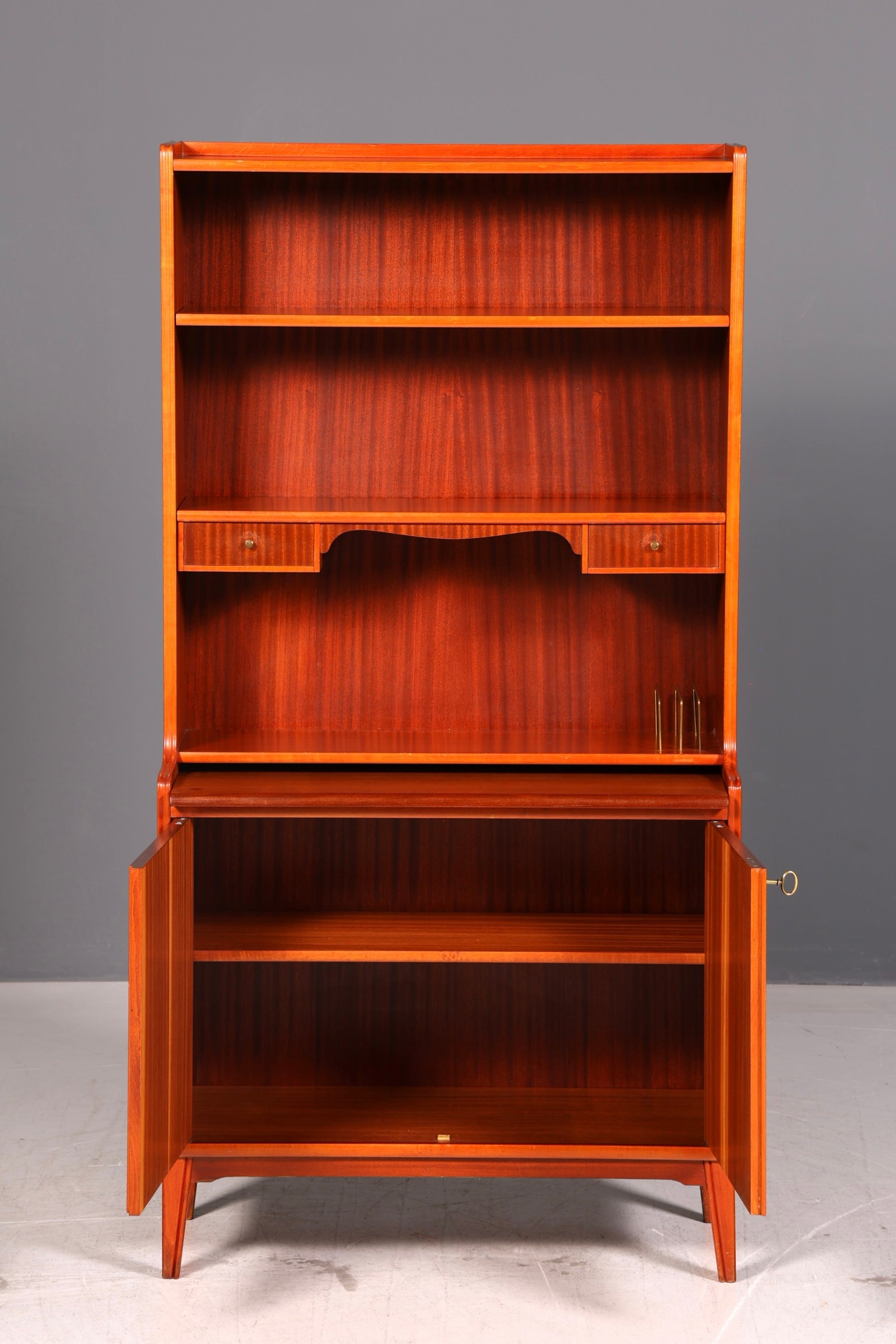 Wunderschöner Mid Century Schrank Sekretär Bücherregal Highboard Vintage Regal Kommode Holz
