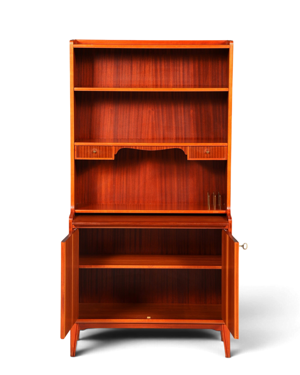 Hauptstadt Möblerei vintage Mid Century Sekretär aus massivem Holz mit offenen Regalen und ausklappbarer Schreibfläche