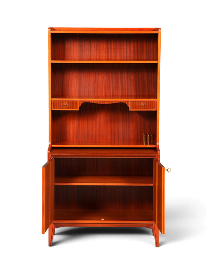 Hauptstadt Möblerei vintage Mid Century Sekretär aus massivem Holz mit offenen Regalen und ausklappbarer Schreibfläche