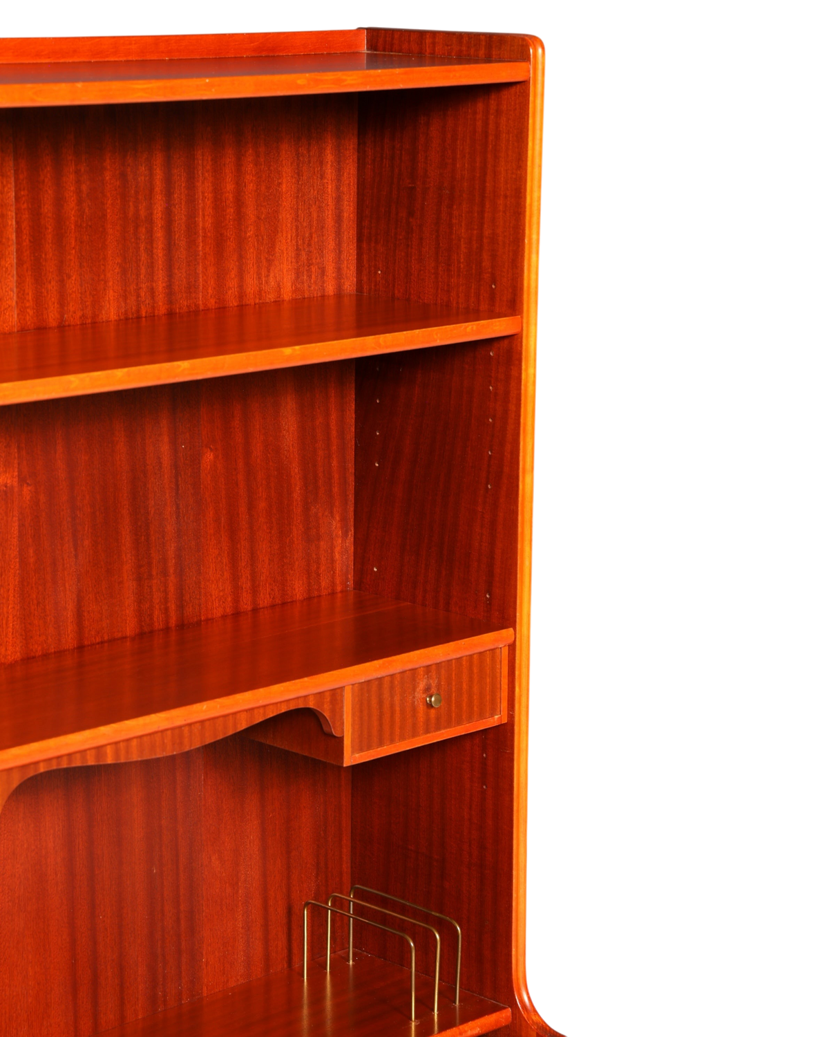 Hauptstadt Möblerei Mid Century ahşap sekreter kitaplık, ayarlanabilir raflar ve çalışma yüzeyi ile vintage tasarım