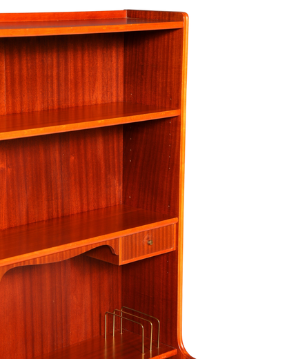 Hauptstadt Möblerei Mid Century ahşap sekreter kitaplık, ayarlanabilir raflar ve çalışma yüzeyi ile vintage tasarım