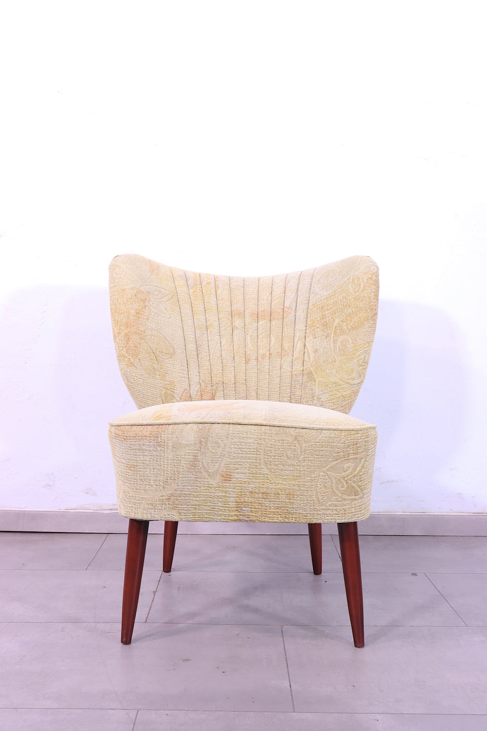 Wunderschöner Mid Century Sessel Retro Cocktail Stuhl 60s Beige Stoff 1 von 2
