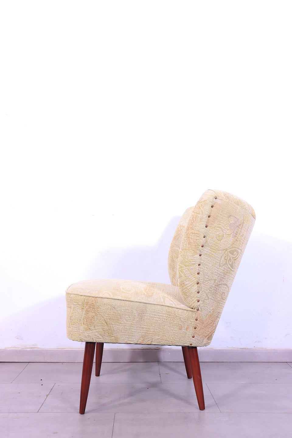 Wunderschöner Mid Century Sessel Retro Cocktail Stuhl 60s Beige Stoff 1 von 2
