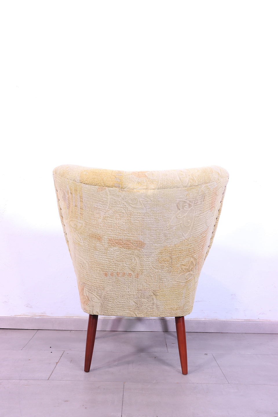 Wunderschöner Mid Century Sessel Retro Cocktail Stuhl 60s Beige Stoff 1 von 2