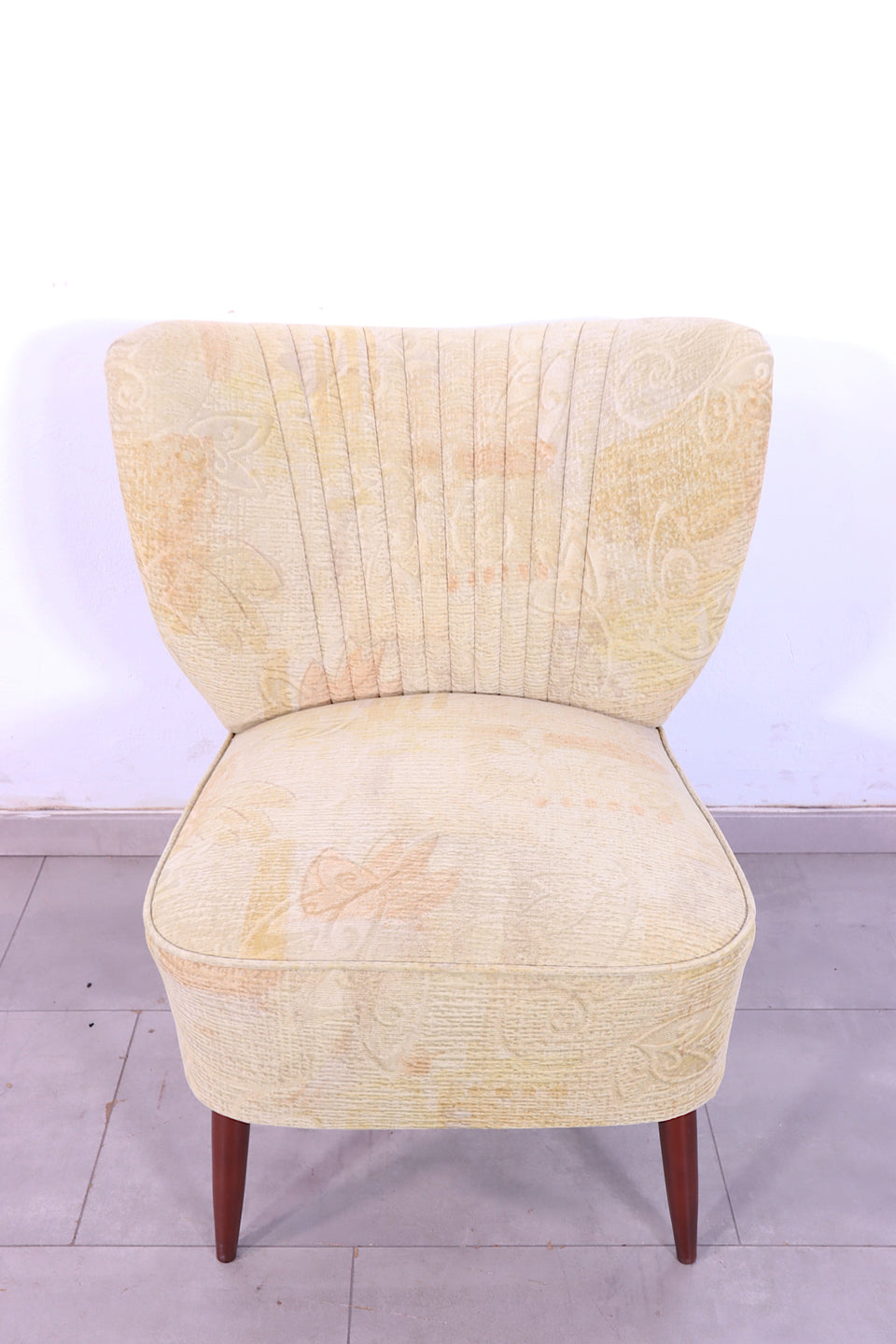 Wunderschöner Mid Century Sessel Retro Cocktail Stuhl 60s Beige Stoff 1 von 2