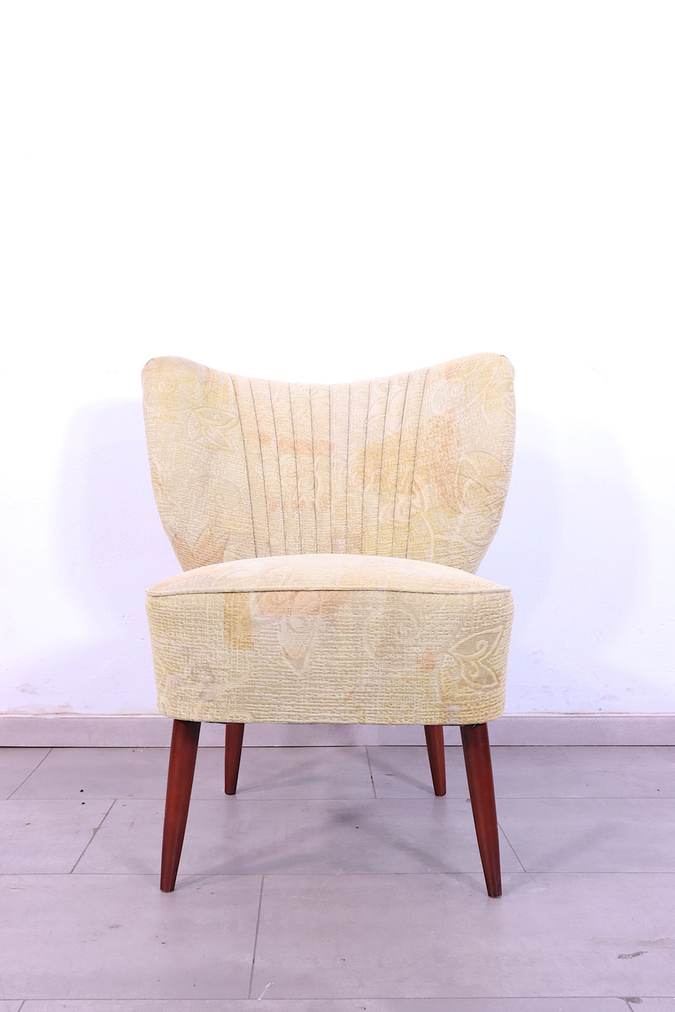 Wunderschöner Mid Century Sessel Retro Cocktail Stuhl 60s Beige Stoff 2 von 2