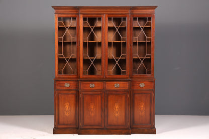 Beeindruckende Englische Vitrine Mahagoni Bibliothek Bücherschrank Glasvitrine Buffet Schrank Antik Vintage