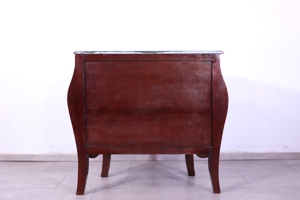 Edle Bauchige Barock Kommode Messing Grün Marmor Louis XV Antik Stil