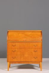 Schlichter Mid Century Rollladen Sekretär echt Holz Büro Schrank Vintage Schreibkommode