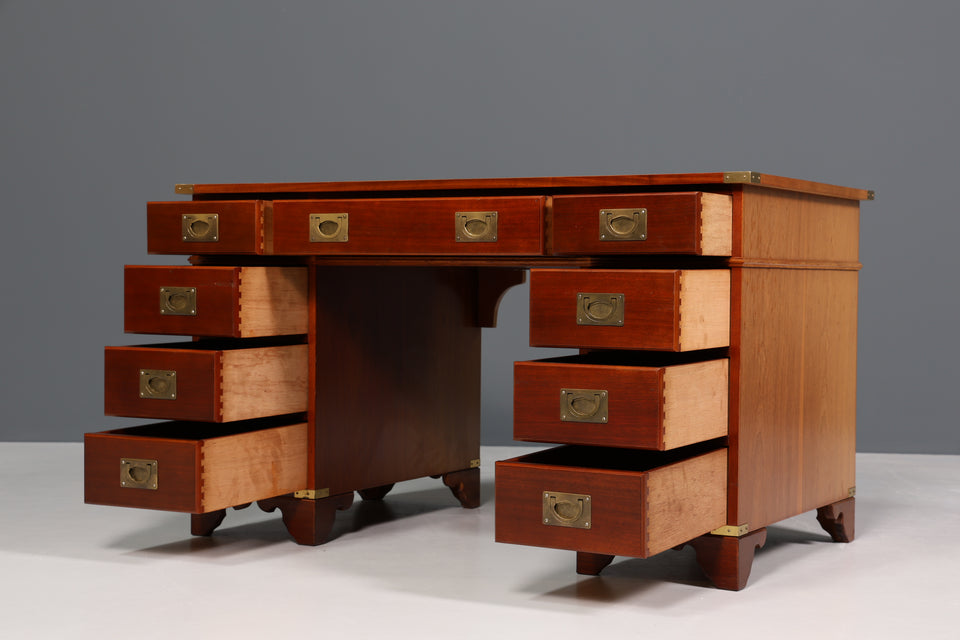Edler Maritimer Schreibtisch Englischer Military Chest Bürotisch