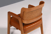 Edler Armlehnstuhl "LIMA" Cognac Esszimmerstuhl mit Korbgeflecht Polsterstuhl Armlehnstuhl Sekretär Stuhl
