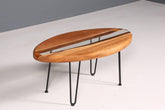 Einzigartiger Ovaler Epoxidharz Couchtisch Nussbaum River Coffee Table Wohnzimmer Tisch