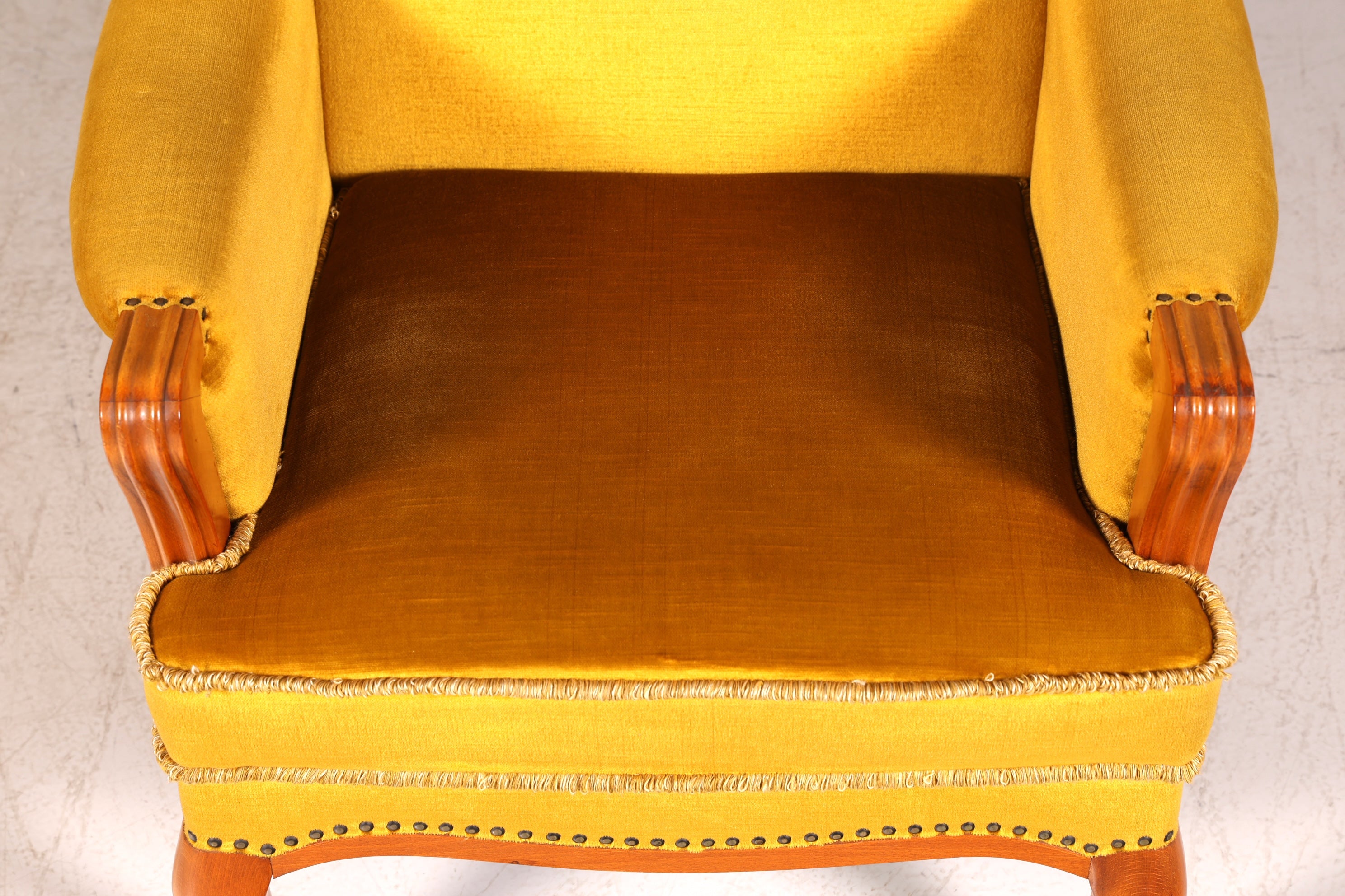 G060 Finish Edler Chippendale Armlehnsessel Barock Stil Sessel Armchair Samt Stoff Sessel