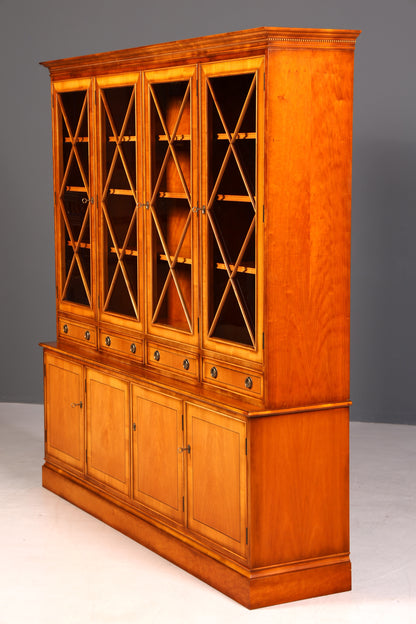 G720 Finish cm Wunderschöne Englische Vitrine Bücherschrank Buffet Antik Stil Englisch Eibe Glasvitrine Bibliothek (Kopie)