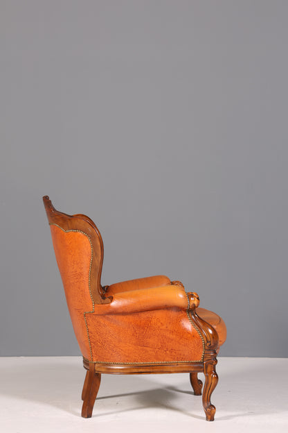 Königlicher Barock Sessel echt Rokoko Leder Armlehnsessel  Luxus Chesterfield Sessel 2 von 2