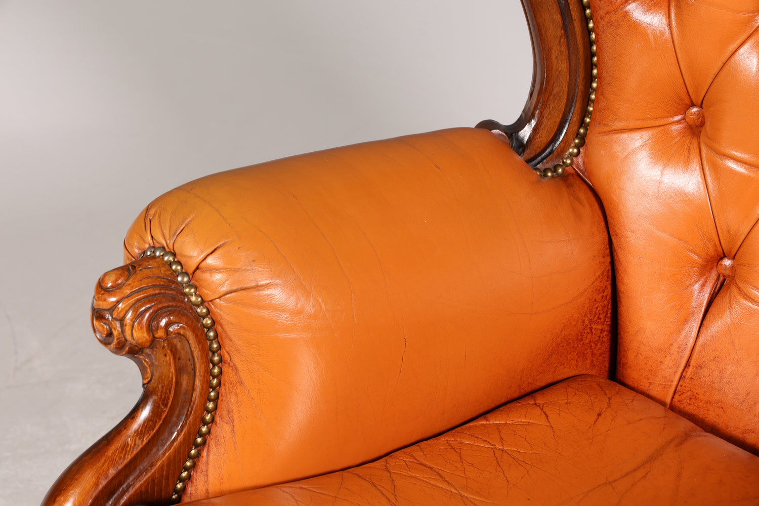Königlicher Barock Sessel echt Rokoko Leder Armlehnsessel  Luxus Chesterfield Sessel 2 von 2