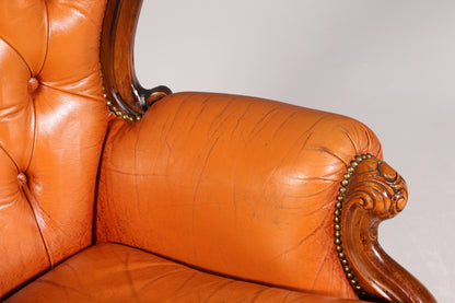 Königlicher Barock Sessel echt Rokoko Leder Armlehnsessel  Luxus Chesterfield Sessel 2 von 2