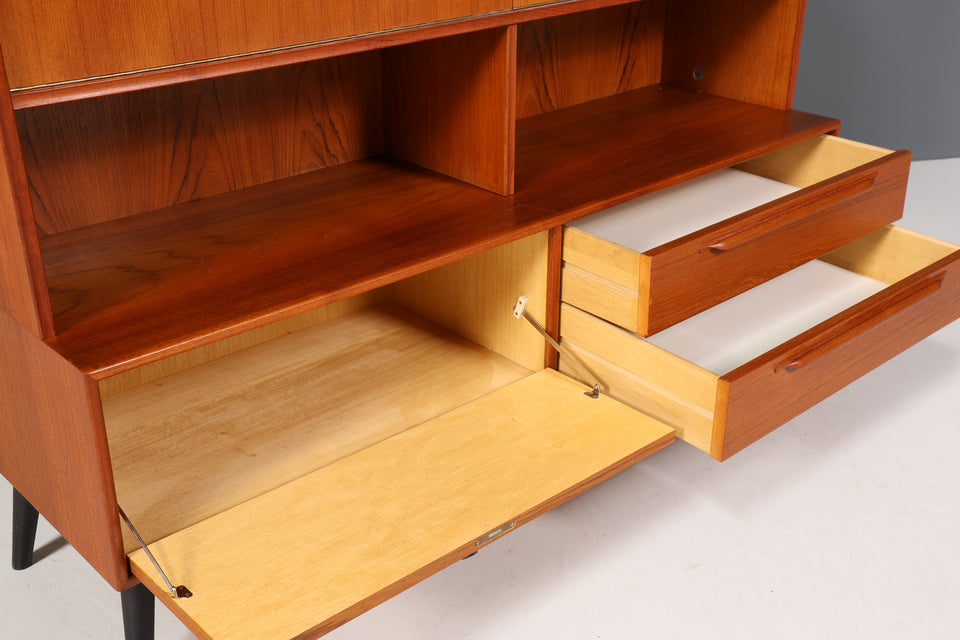 Edler Mid Century Schrank Vintage Highboard Sekretär Holz Regal