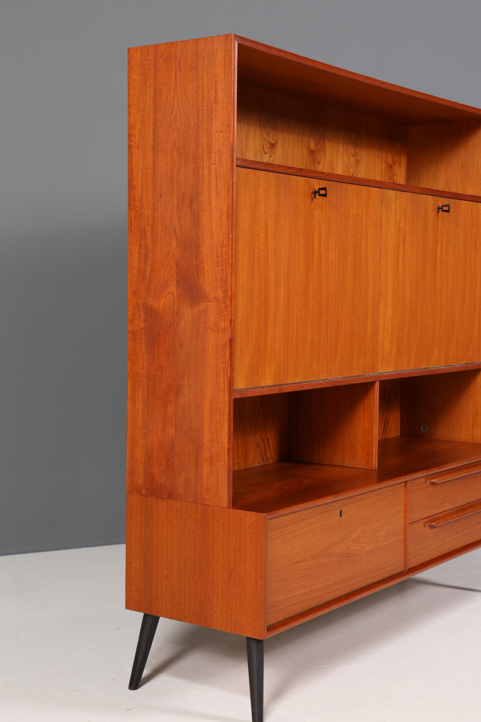 Edler Mid Century Schrank Vintage Highboard Sekretär Holz Regal