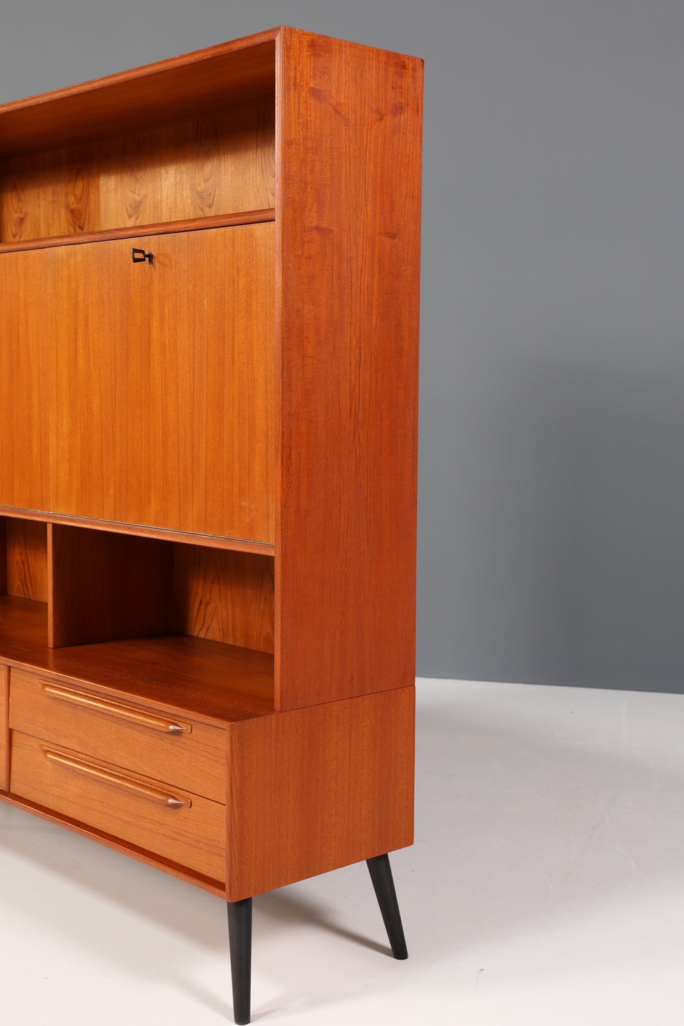 Edler Mid Century Schrank Vintage Highboard Sekretär Holz Regal