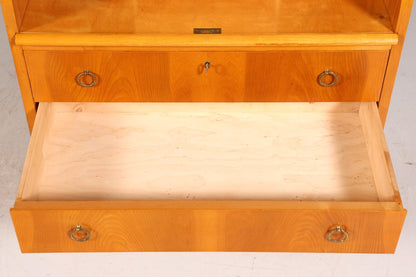 Mid Century Roller Shutter Secretary Real Wood Office Cabinet Vintage Writing Desk