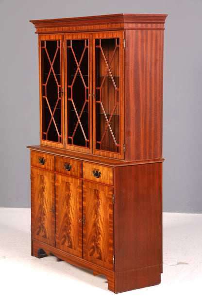 Wunderschöne Englische Vitrine Bibliothek Bücherschrank Glasvitrine Buffet Schrank Echt Holz Antik Vintage