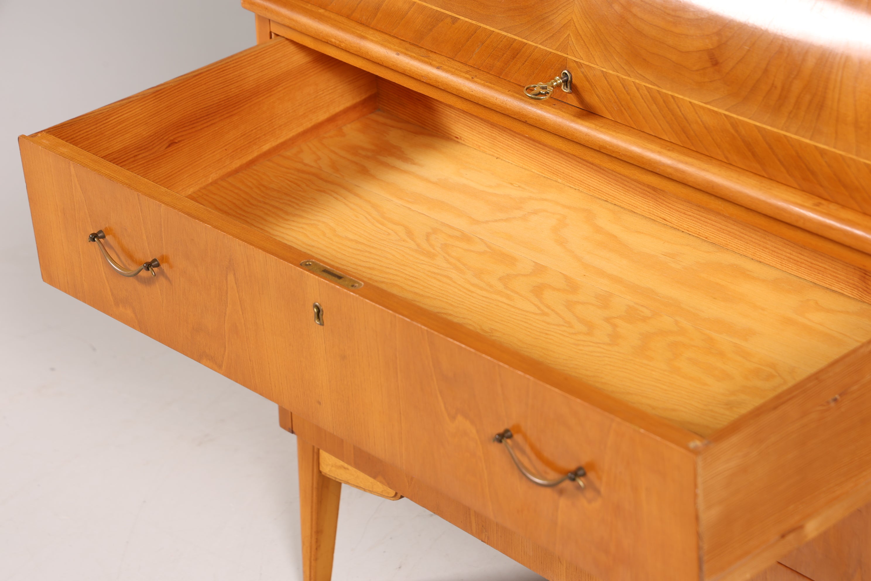 Wunderschöner Mid Century Rollladen Sekretär echt Holz Büro Schrank Vintage Schreibkommode