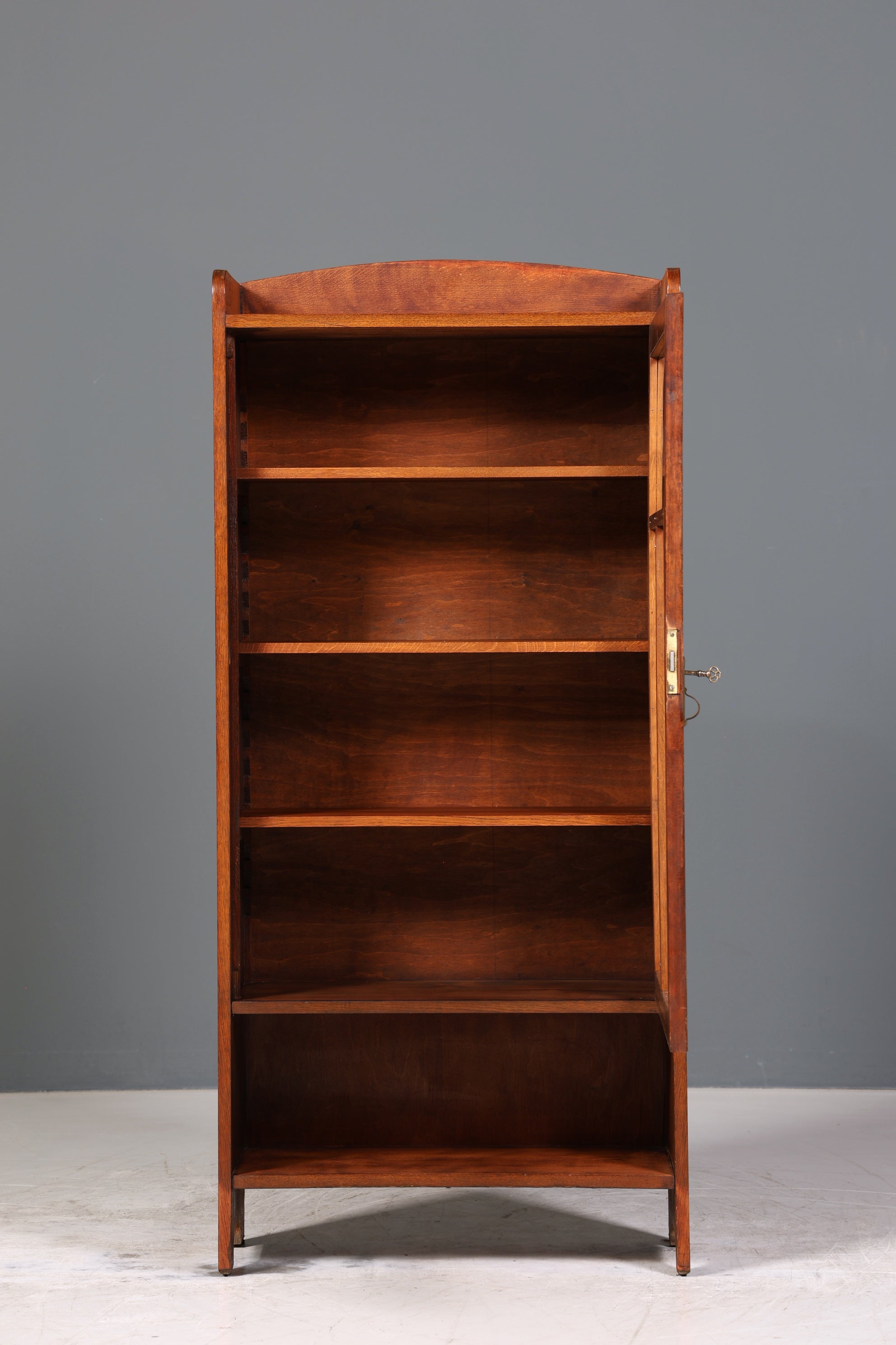 Traumhafte Jugendstil Vitrine Antike Holz Bücherschrank Eiche Antik Schrank Geschirrschrank 5 von 6