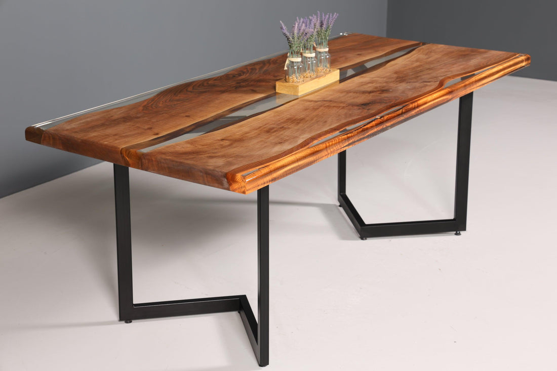 Beeindruckender Epoxidharz Tisch 200-90cm Nussbaum Esszimmer Tisch massiv Holz River Table Küchentisch