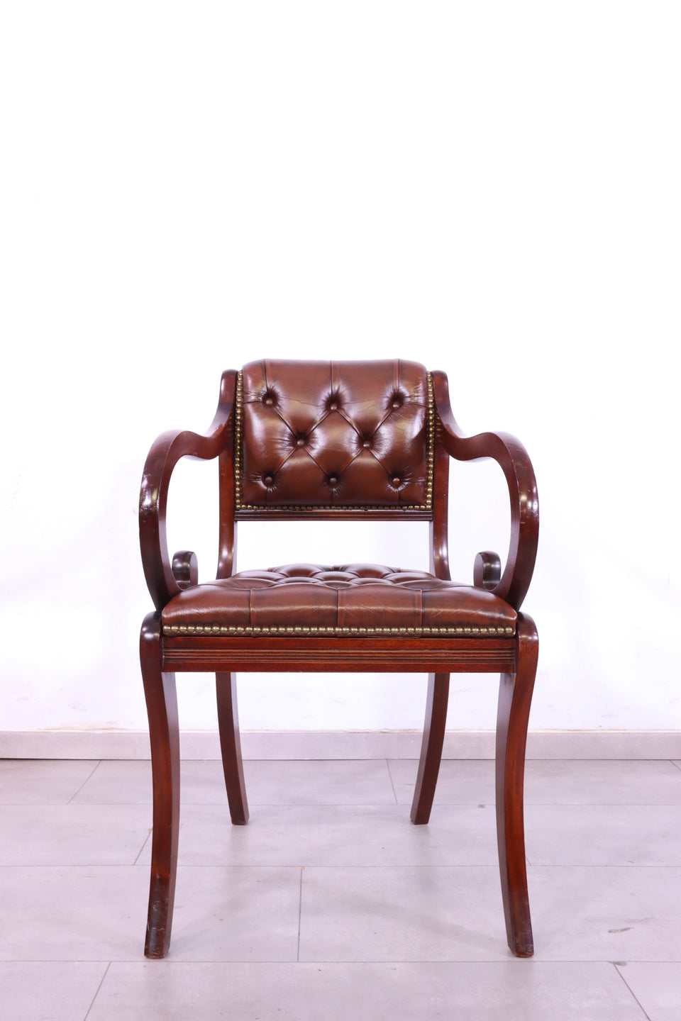 Original Chesterfield Armlehnstuhl Bevan Funell Repodux Englisch Büro Stuhl