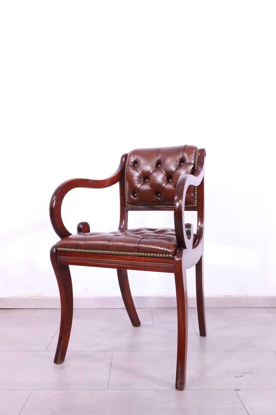 Original Chesterfield Armlehnstuhl Bevan Funell Repodux Englisch Büro Stuhl