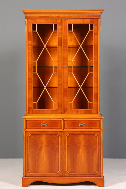 Wunderschöne Englische Vitrine Eibe Bücherschrank Heldense Stil Buffet Antik Stil Glasvitrine 1 vom 2