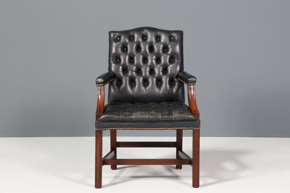 Original Chesterfield Leder Sessel Englisch Schreibtisch Stuhl