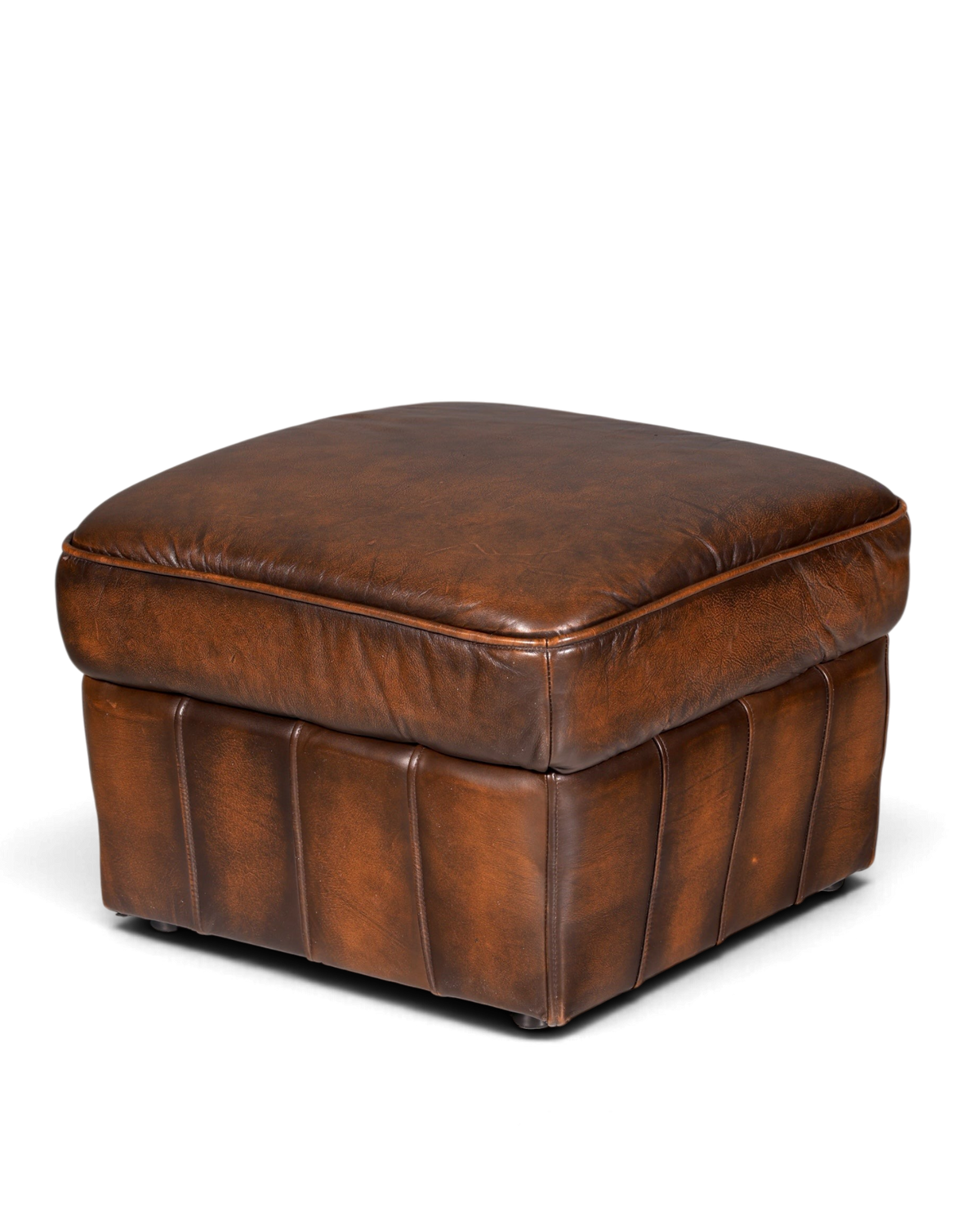Hauptstadt Möblerei Chesterfield Hocker aus braunem Echtleder im klassischen englischen Vintage-Stil