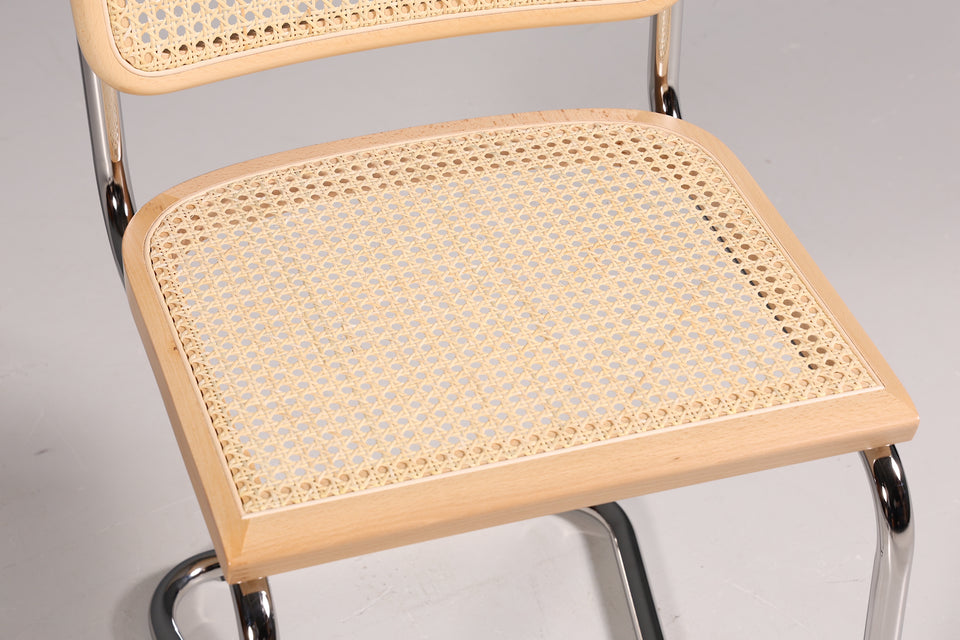 Korbgeflecht Freischwinger Stuhl "Milano" Made in Italy Beige