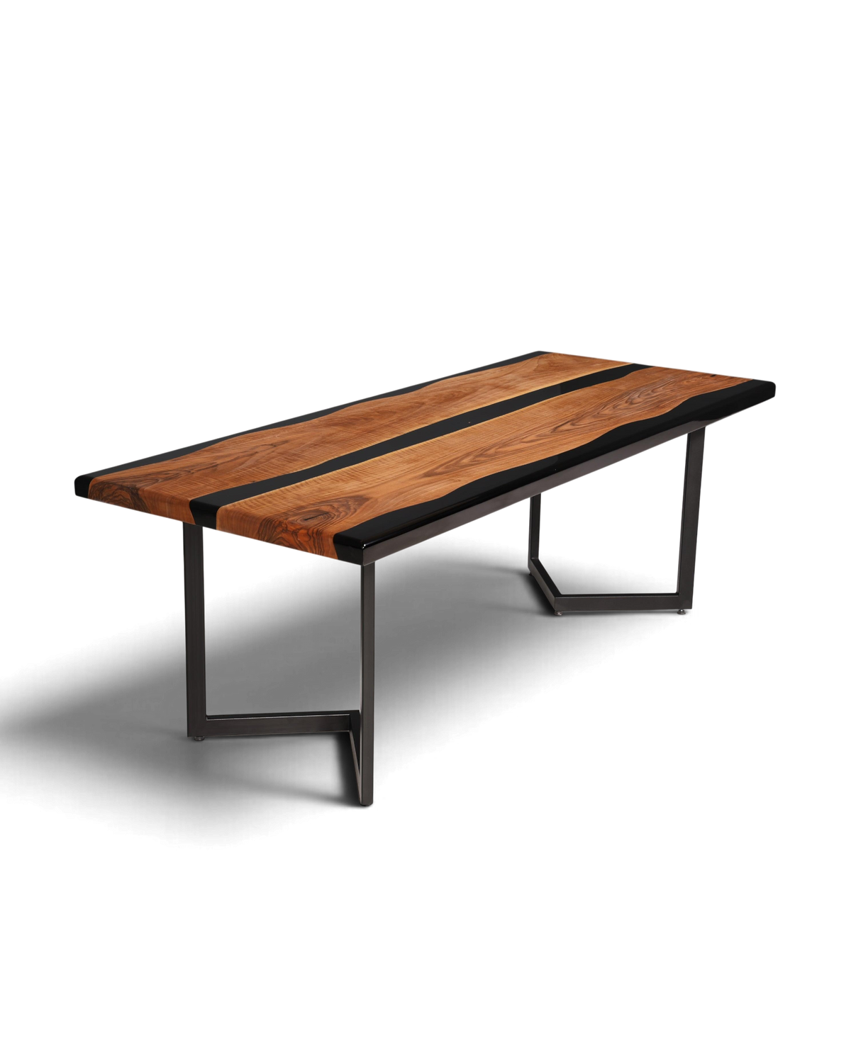 Epoxidharz Tisch 220x90cm Schwarz Nussbaum