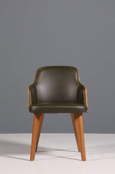 Edler Armlehnstuhl "Paolo- Green" Nussbaum Esszimmerstuhl Küchenstuhl grüner Sekretär Stuhl