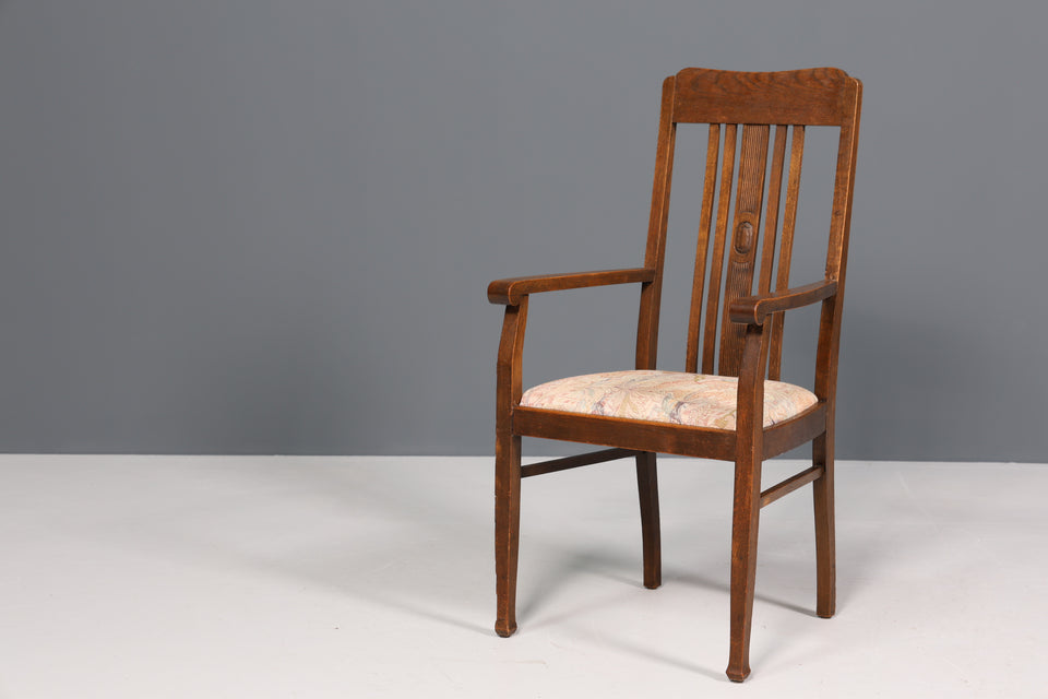 Wunderschöner Jugendstil Armlehn Stuhl Sessel Antik um 1910 Eiche 1 von 2