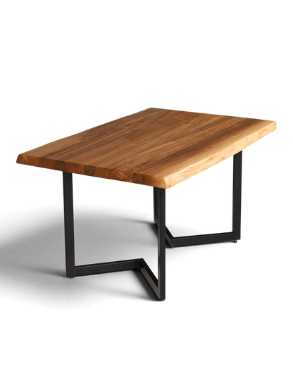 Stilvoller Nussbaum Tisch 140-90cm Esszimmer Tisch Baumkanten Platte massiv Holz Küchentisch