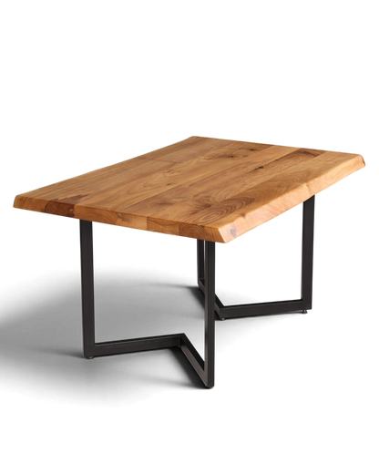 Stilvoller Nussbaum Tisch 140cm-90cm Esszimmer Tisch Baumkanten Platte massiv Holz Küchentisch