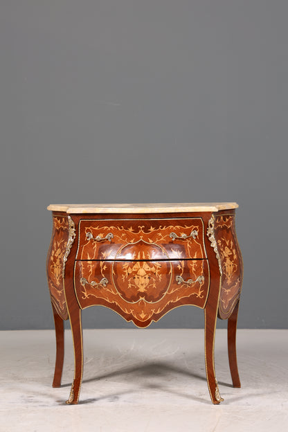 Royal Bulbous Baroque Style Chest of Drawers Brass Marble Louis XV Sideboard Antique Style