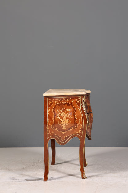 Royal Bulbous Baroque Style Chest of Drawers Brass Marble Louis XV Sideboard Antique Style