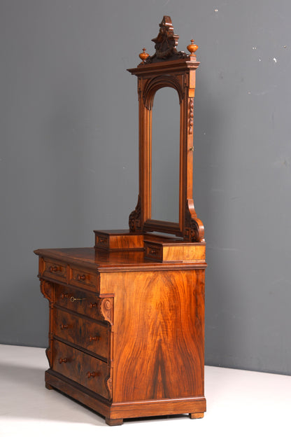 Edle Louis Philippe Kommode mit Spiegelaufsatz Biedermeier Frisierkommode Holz Schrank Antik Flurschrank um 1880